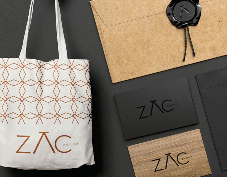 Branding - Mockups com aplicações da nova identidade visual da marca ZAC produzido pela Verge parceria estratégica